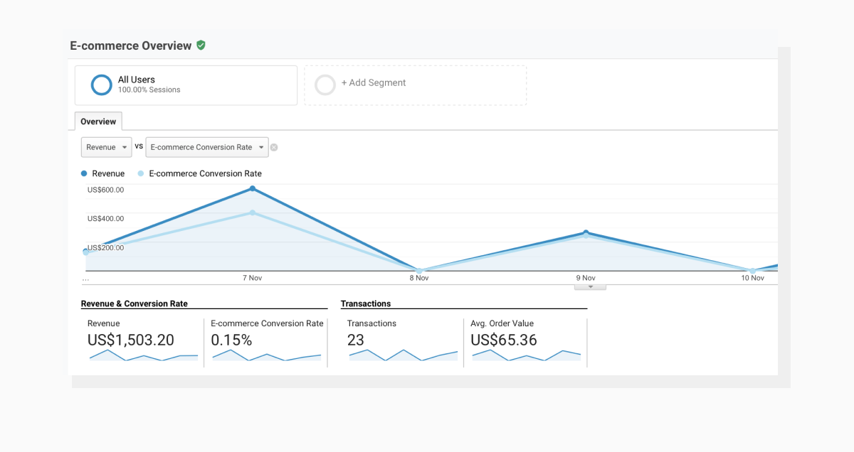 Ecommerce Overview in Google Analytics