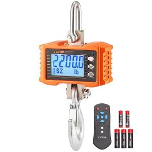 VEVOR Industriële hangweegschaal, 1000 kg, robuuste digitale kraanweegschaal met afstandsbediening, 