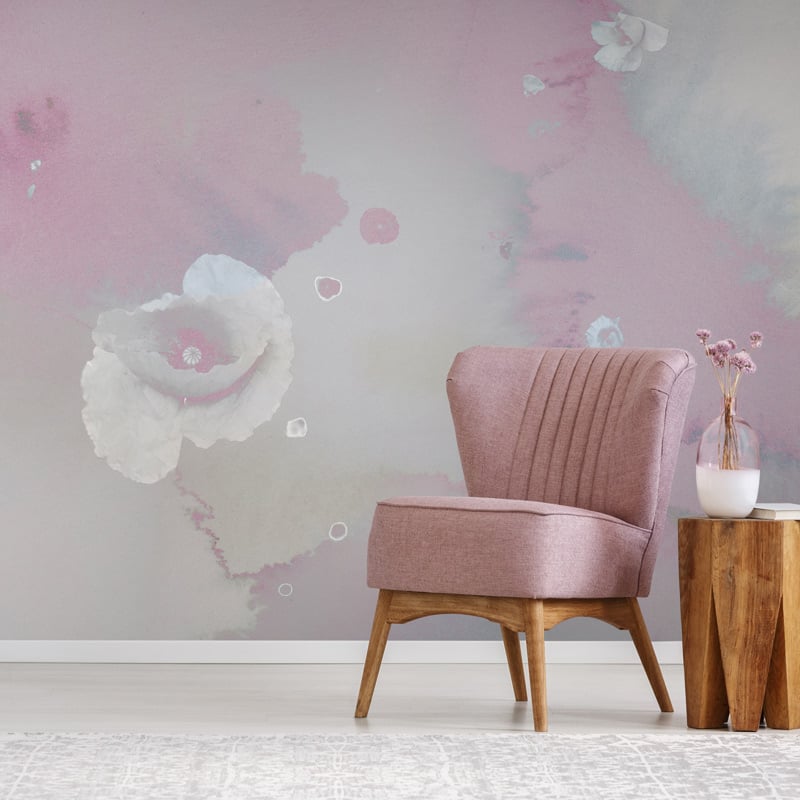 pink & white floral cloud wall mural hero image