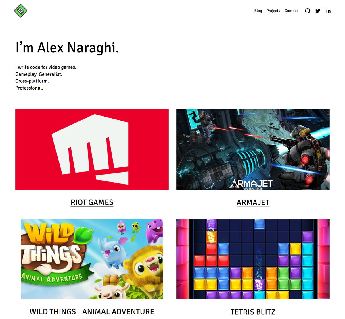 Screenshot of Alex Naraghi, from the engineer portfolios collection.