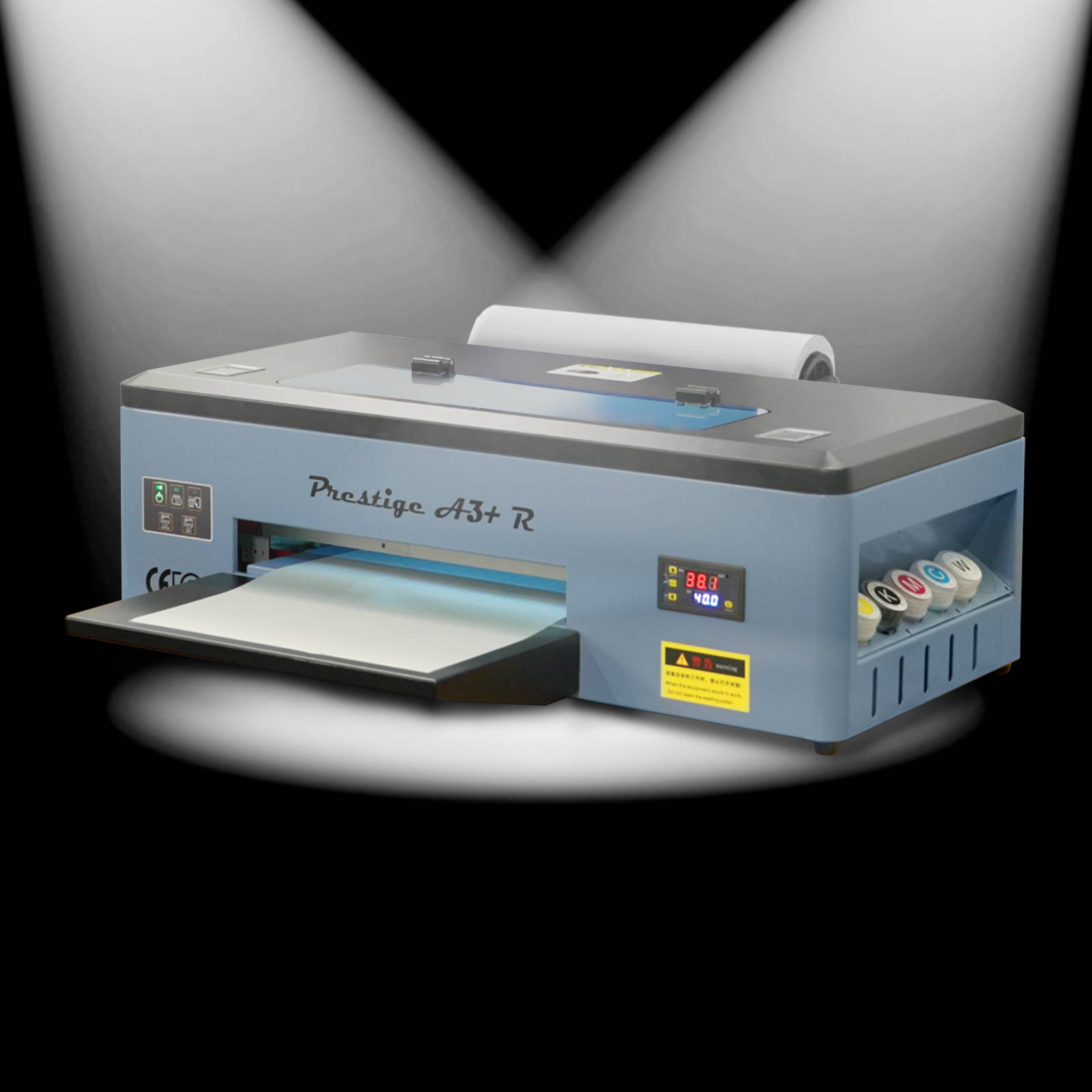 Prestige A3+ R. Boost your DTF printing potential with the new addition to the Prestige Printer line - the Prestige A3+ R DTF Printer! Print on DTF film rolls or sheets, and speed up your DTF pipeline for efficiency, ease-of-use, and optimal results.