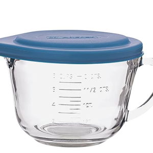 Anchor Hocking Batter Bowl, 2 Quart Glass Mixing Bowl with Blue Lid