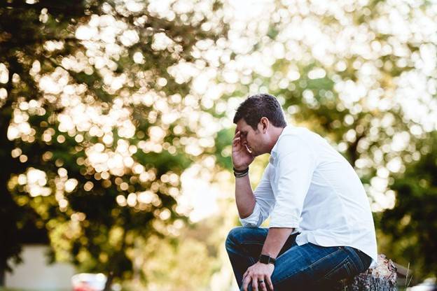 Man with subtle signs of stress