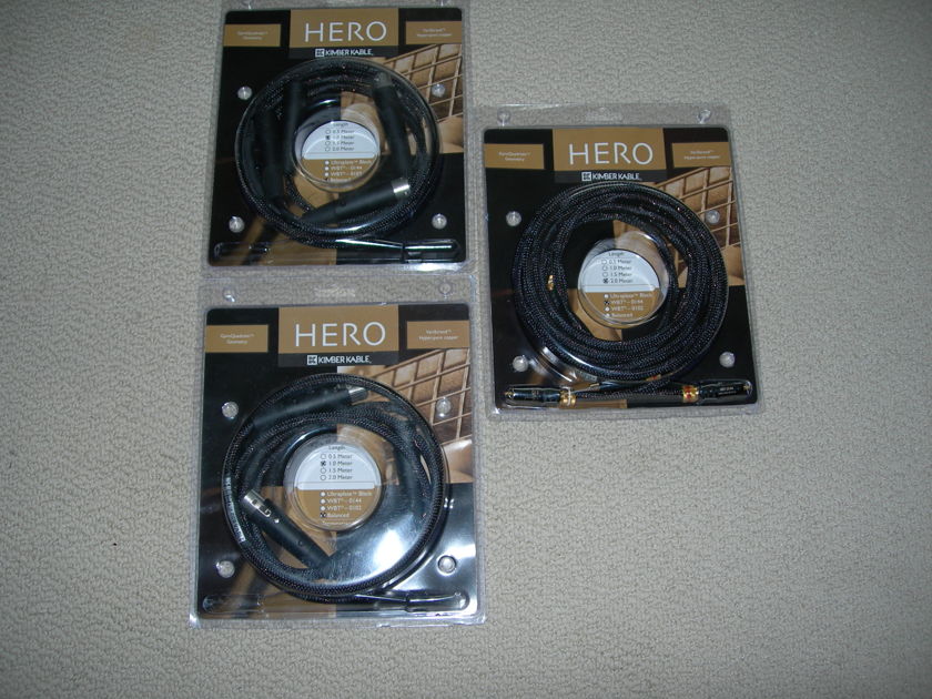 Kimber Kable Hero XLR and RCA interconnects 1 and 2 meter length