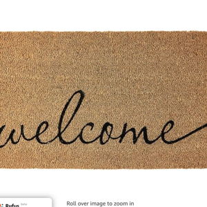 KANKUN Coco Coir Door Mat with Heavy Duty Backing, Welcome Doormat (17" x 30"), Doormat Entrance (Cursive Welcome)