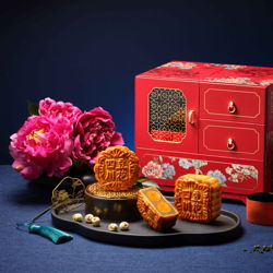 Vermilion Gift Box with Oolong Tie Guan Yin and Chinese Tea Set
