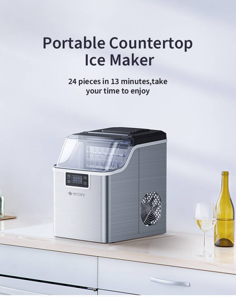 ecozy Smart Nugget Ice Maker Countertop, Pebble Ice Maker with