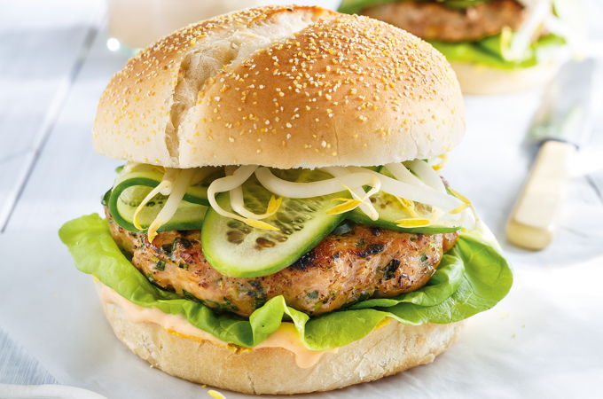 Turkey Burgers with Sriracha Mayonnaise