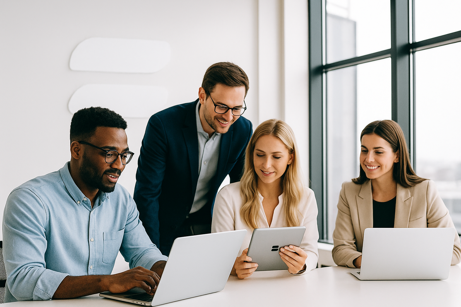 Modern workspace with technology