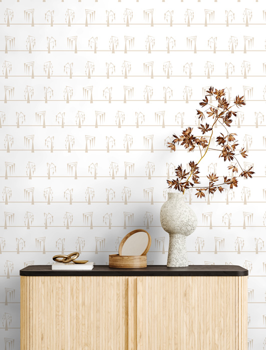 white & cream mid century pattern wallpaper hero image