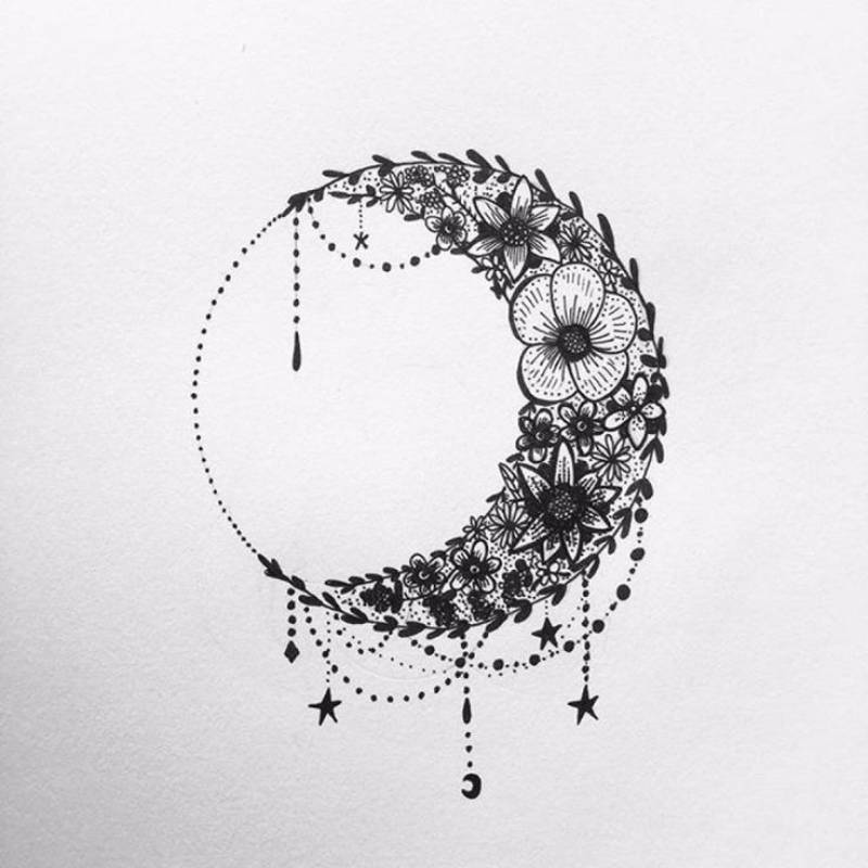 Drawing Sun And Moon Tattoo Design