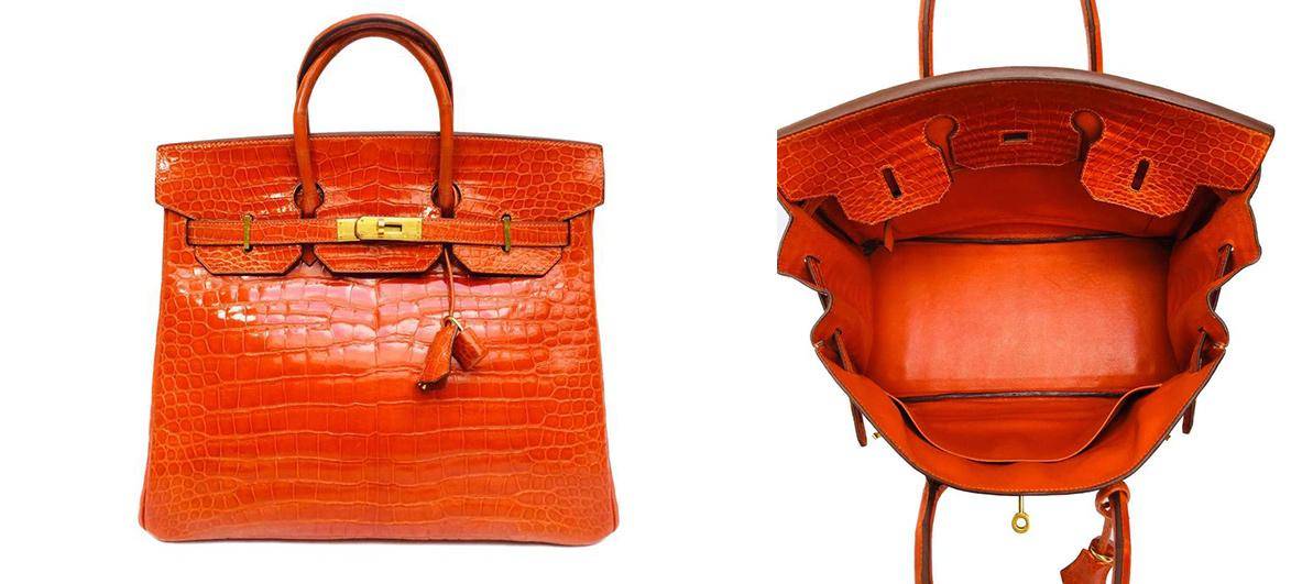 Hermes Birkin in Orange Porosus Crocodile Leather