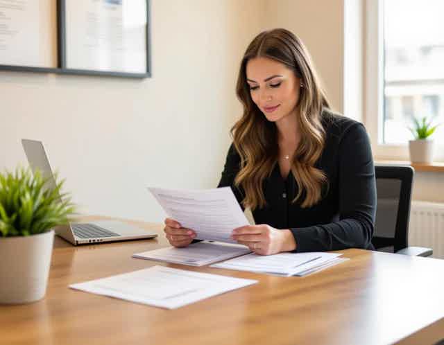 Physiotherapist reviewing patient notes