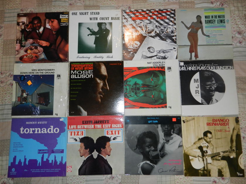 13 LPs Jazz LP Lot Louis Armstrong Montgomery Oscar Peterson Ramsey Lewis Sonny Stitt Allison Mose - Earl Hines Nat Adderley Count Basie Jarrett RARE [8/10 and higher]