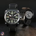 44mm Tactical case in black / stainless with green dial markers