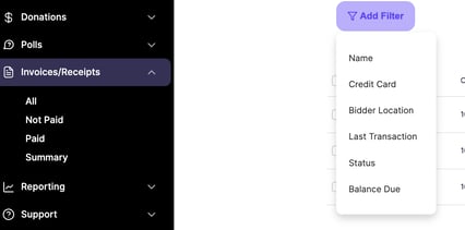 invoice receipt filter