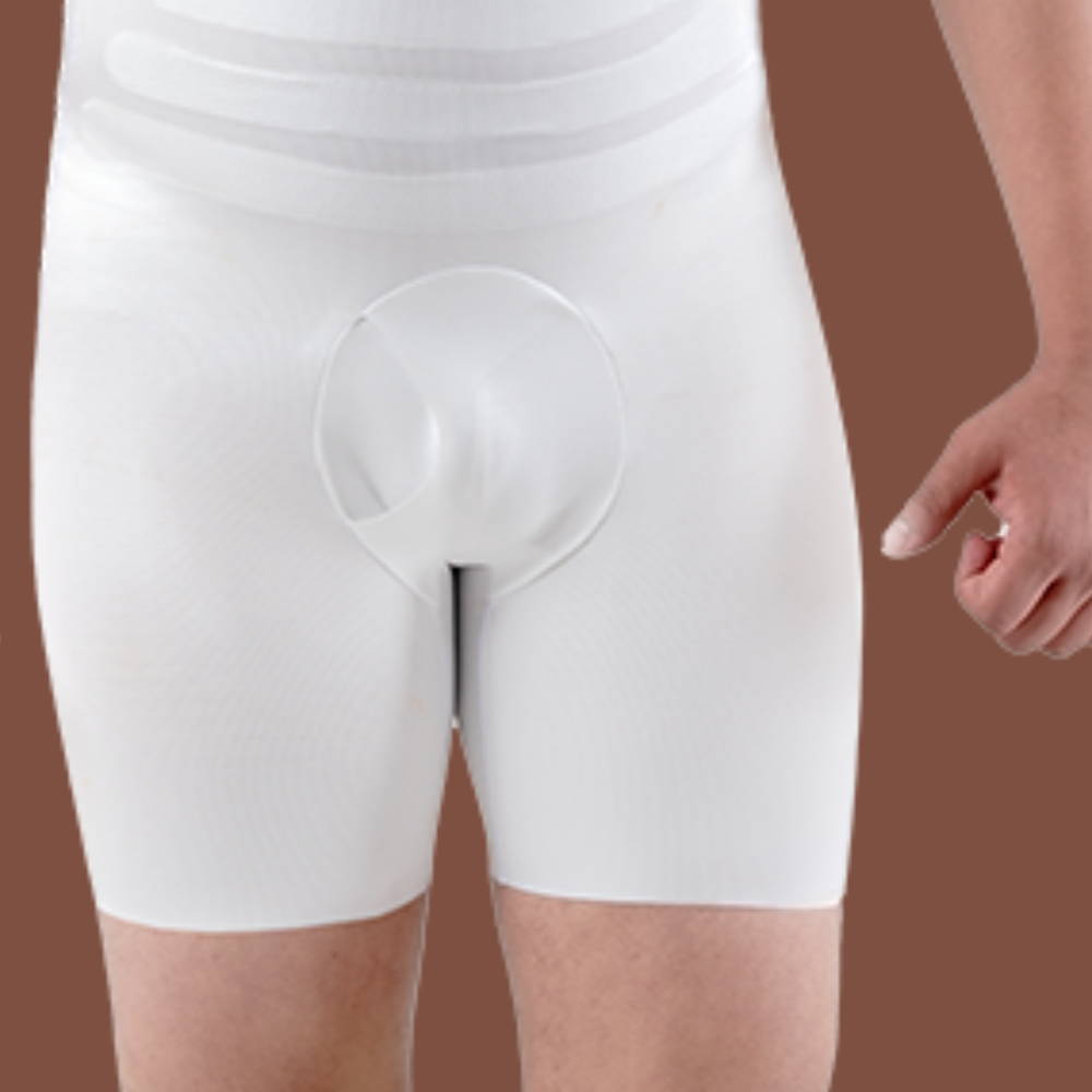 Slim Fit Body Shaper for Men with open Crotch for rest room use 