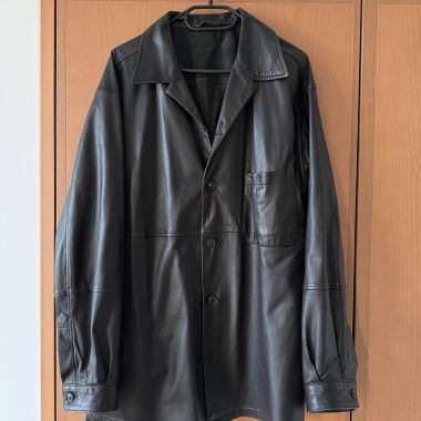 Oversized black Leather Jacket by René Lézard