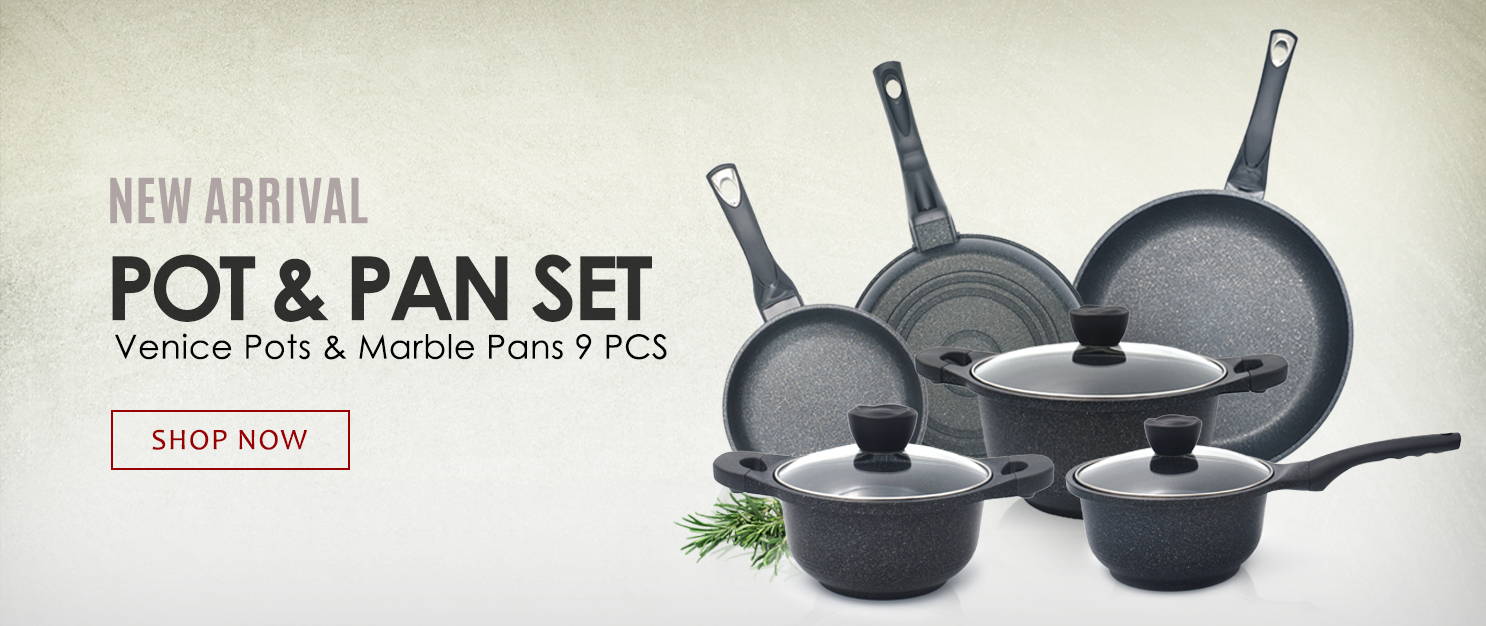 New arrived Venice Pot & Marble Pan 9 Pcs Set
