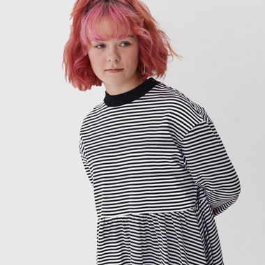 Oversized striped dress - Size S - Lazy Oaf London