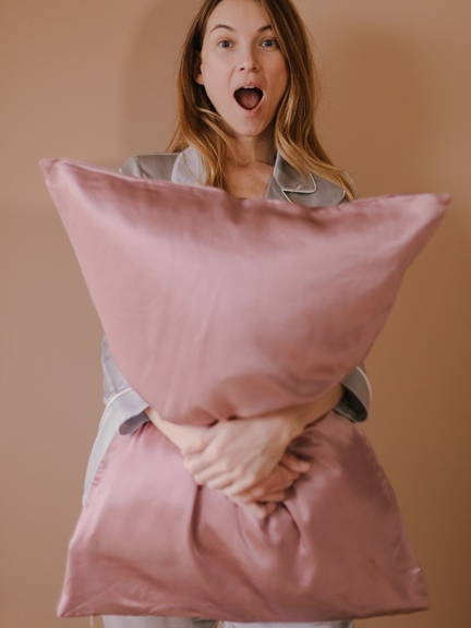 Taie d'oreiller pure soie emily's pillow bois de rose