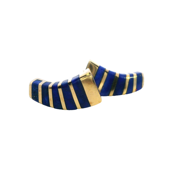 18K Yellow Gold Lapis Lazuli Earrings