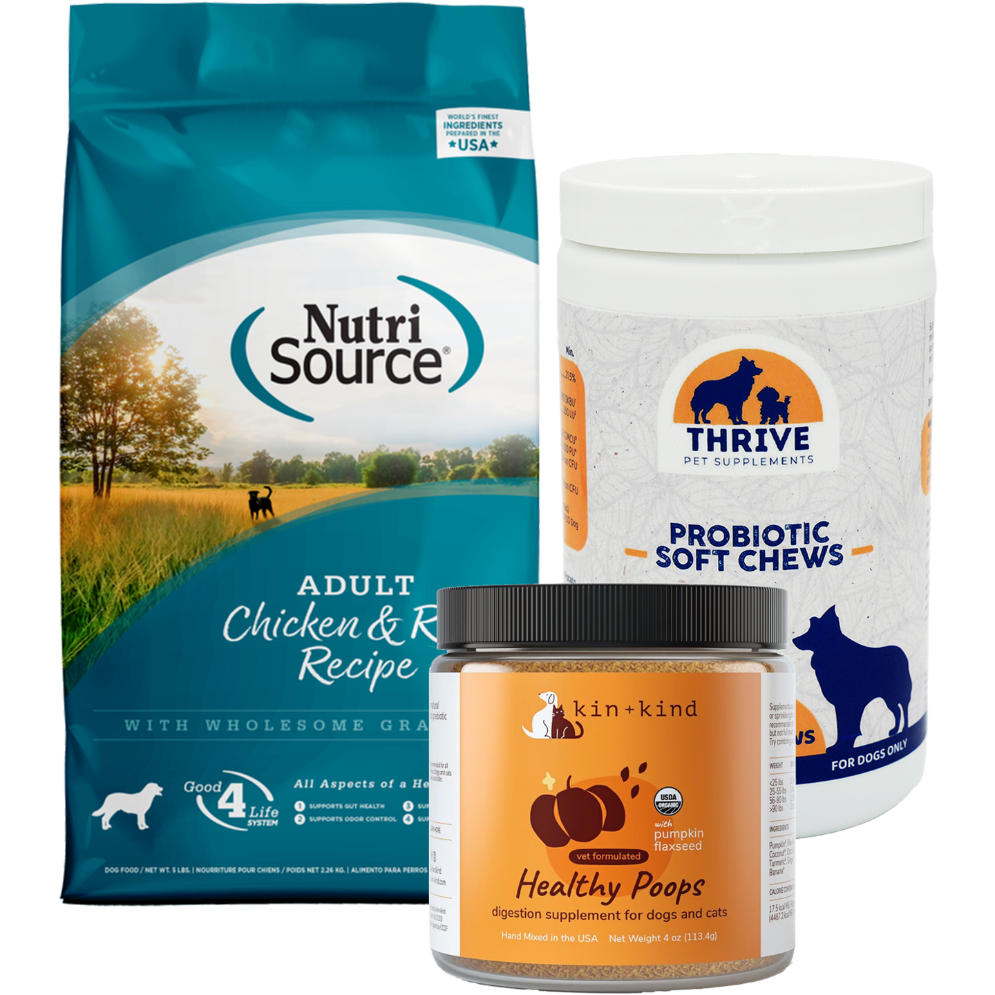Grain inclusive perfect digestion Bundle. dog food, probiotics and prebiotics