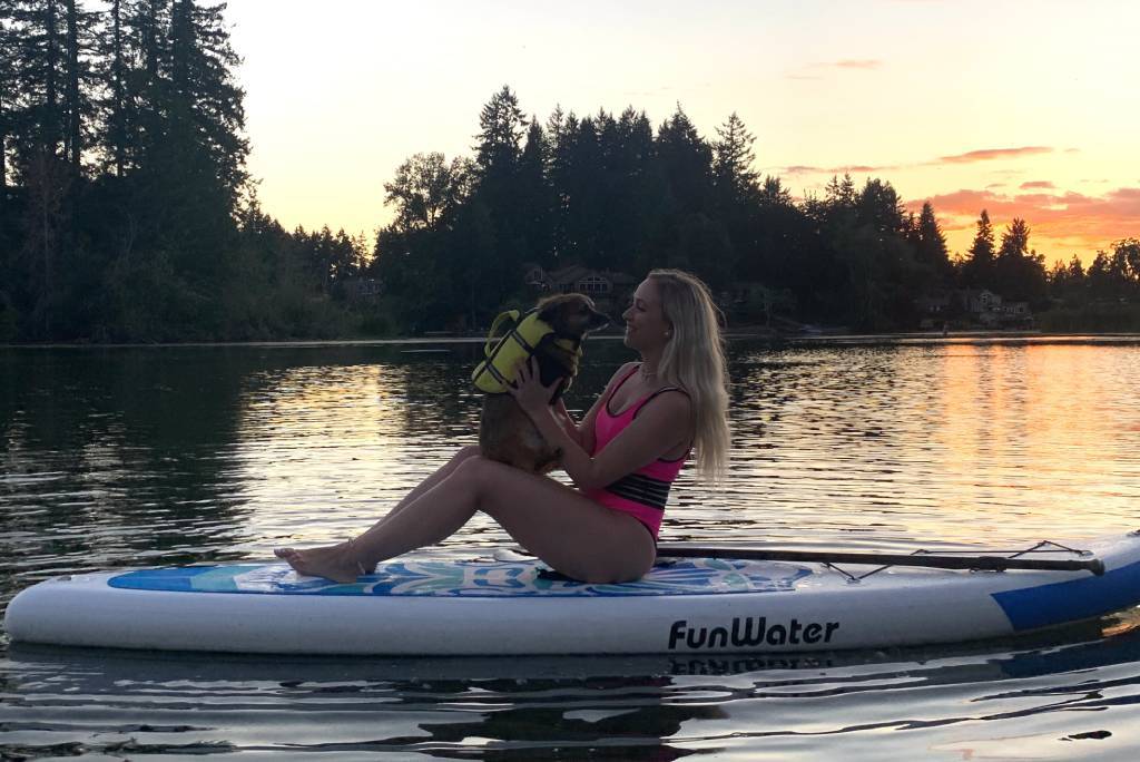 Inflatable paddle board camping in Canada