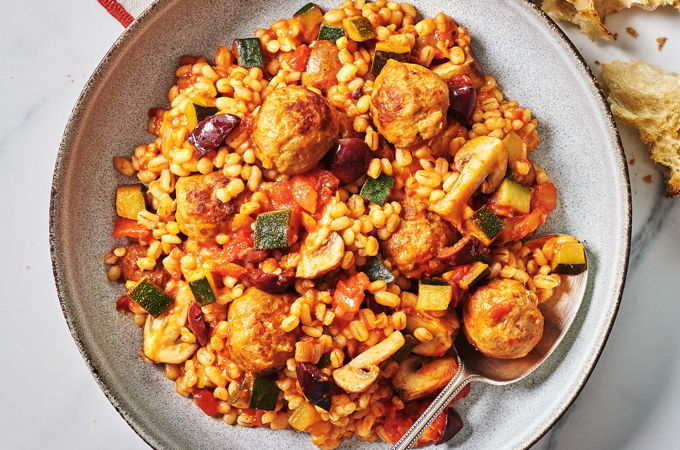 Barley Stew with Sausage Meatballs