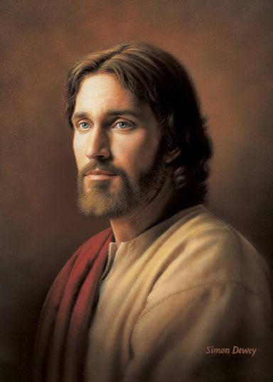 Portrait of Jesus again a brown backdrop.