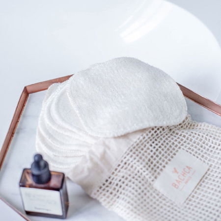 7 Cotons Démaquillants Réutilisables + Filet de Lavage