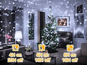 Ollny's 600 leds clear wire cool white Christmas lights with 3 timer functions