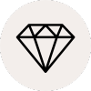 Line icon of a diamond on a linen coloured circle