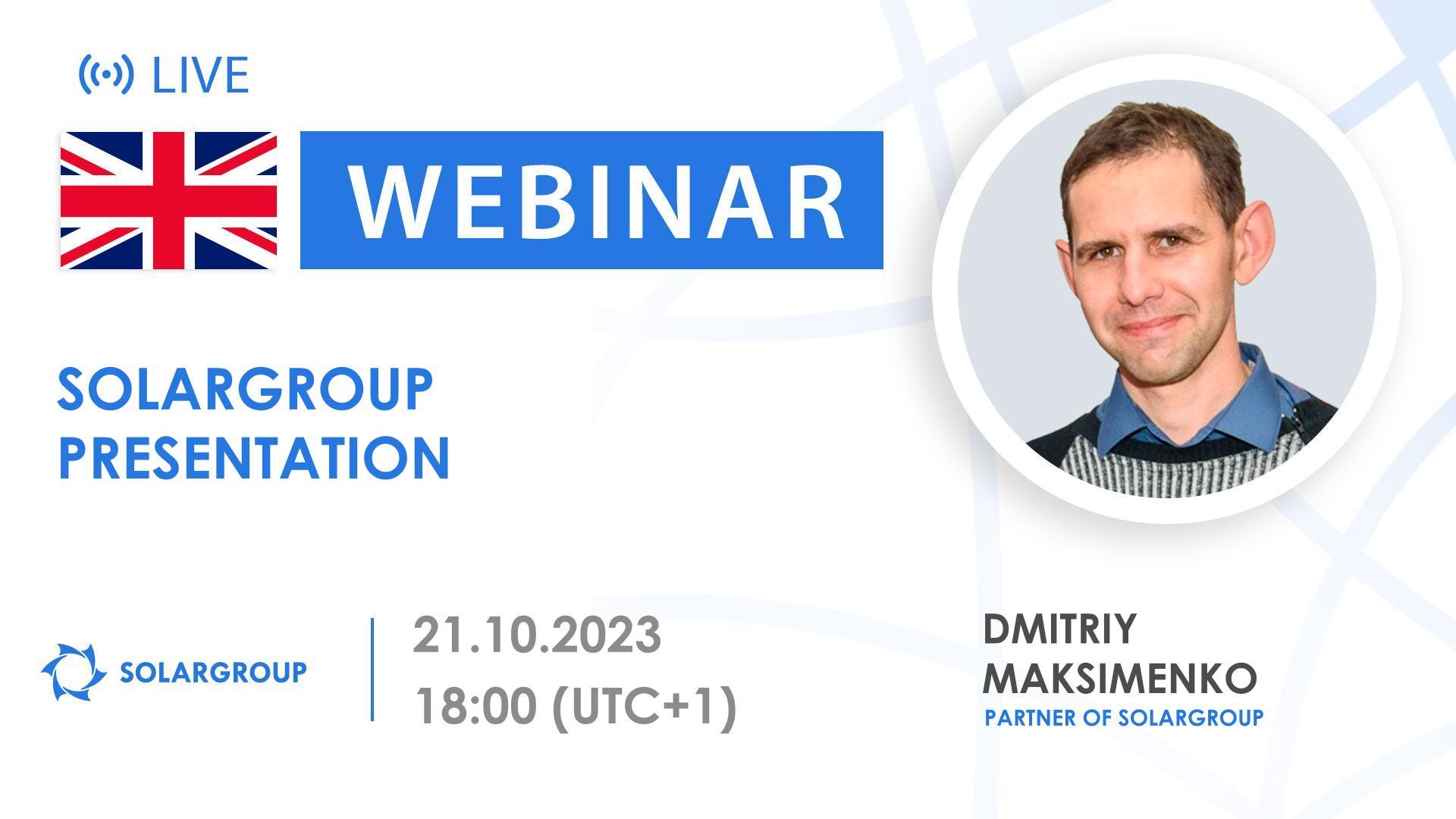 English. Presentation of the international financial company SOLARGROUP