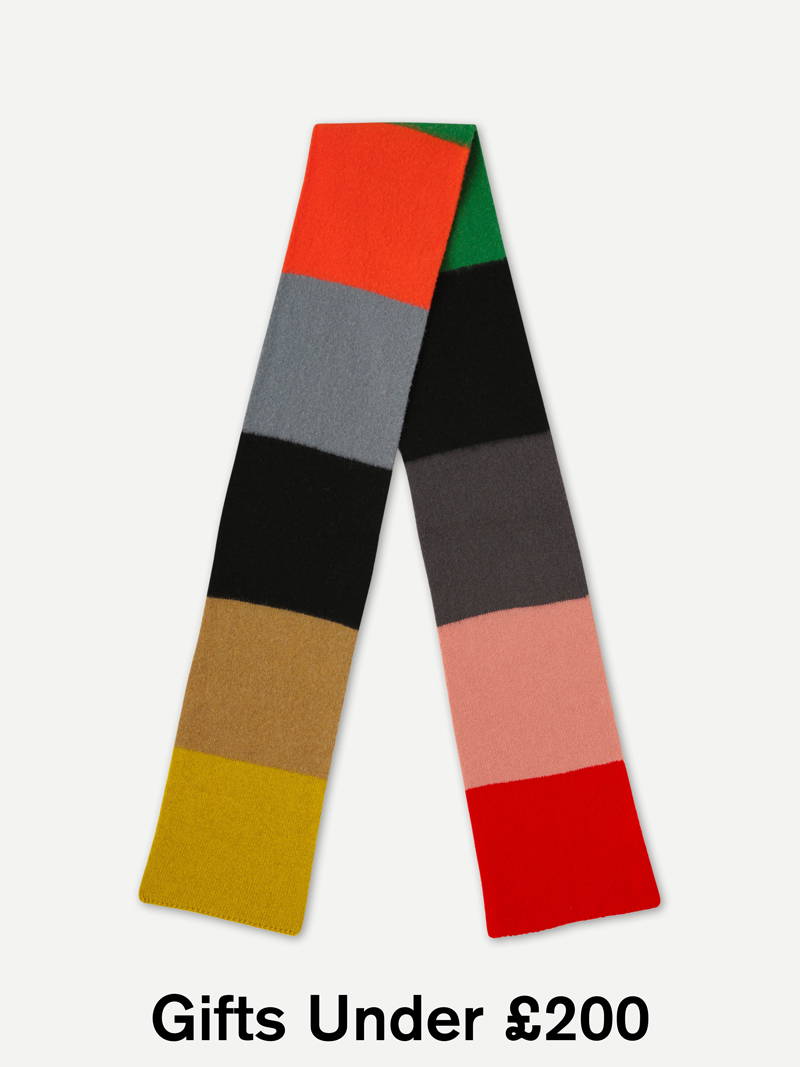 model wears  Large Geometric Scarf Multicolour