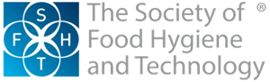 The Society of Food Hygiene and Technology logo featuring overlapping circles with the letters S, F, H, and T, beside the organization’s name in gray text on a light background.