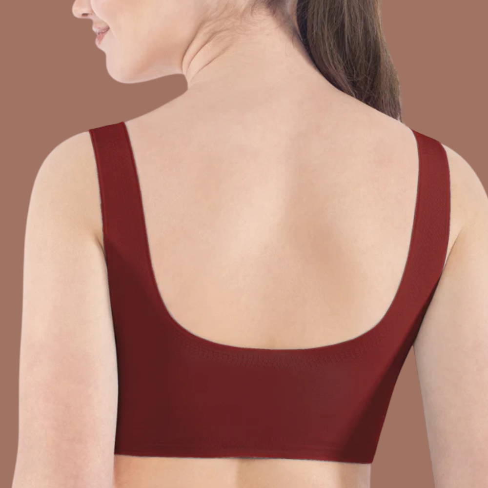 Bra with broad shoulder straps for secure fit and all-day comfort