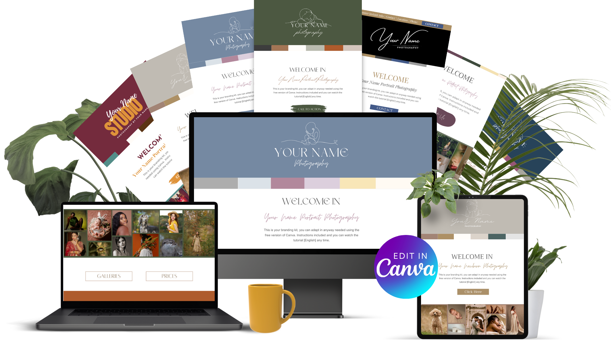 Photography business brand kits in canva templates download