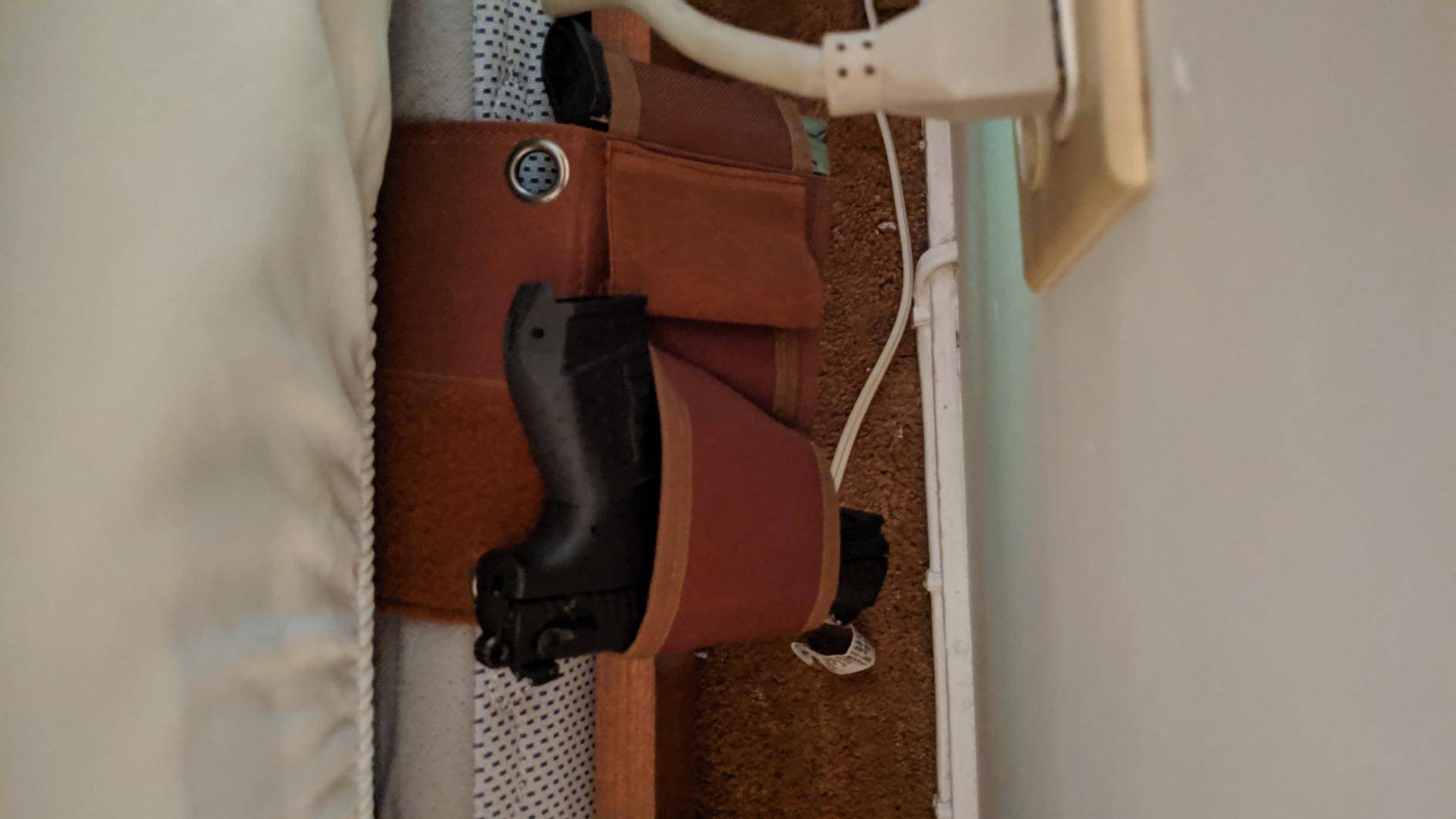 bed frame gun holster, mattress gun holster, under bed gun holster