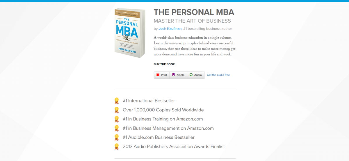 Screenshot of The Personal MBA, from the book websites collection.