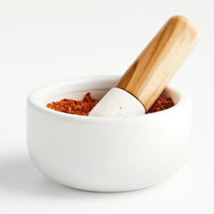 Crate & Barrel - Mortero Olivewood Cerámica 2 piezas |