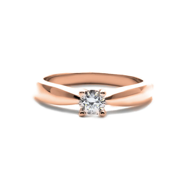 bague de fiançailles en or rose avec diamant
