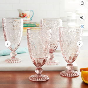 The Pioneer Woman Amelia Glass14.7-Ounce Rose Tea Goblets, Set of 4