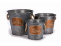 Set of 3 Vintage Galvanized Look Pails with Copper Logo