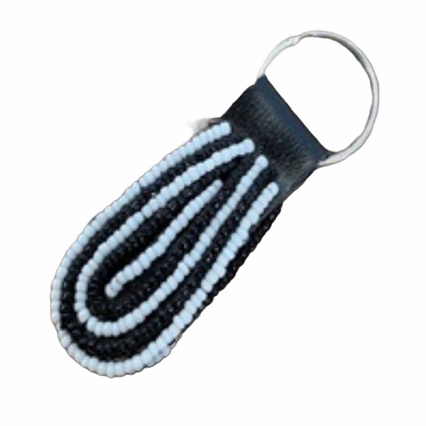 African Beaded Key Ring - White