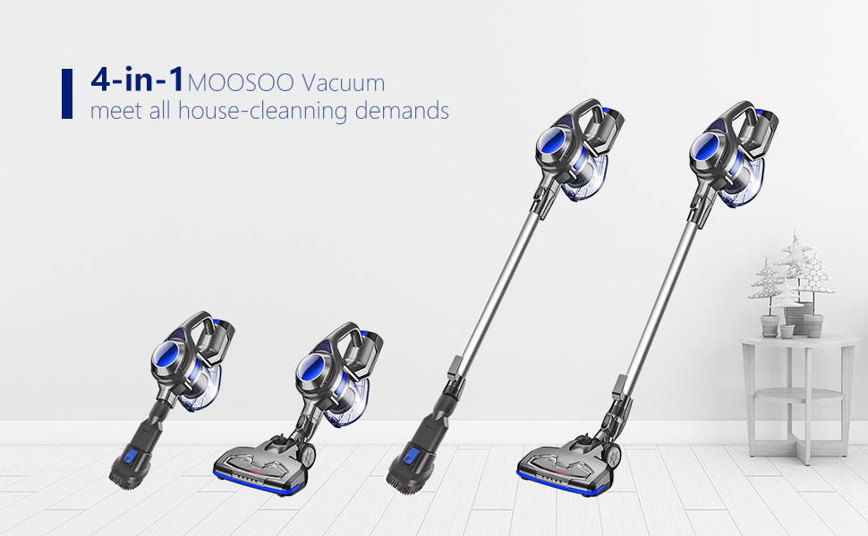 Cordless Vacuum Moosoo XL-618A Powerful Suction 4-in-1 Multi-Surface Cleaner 7 970