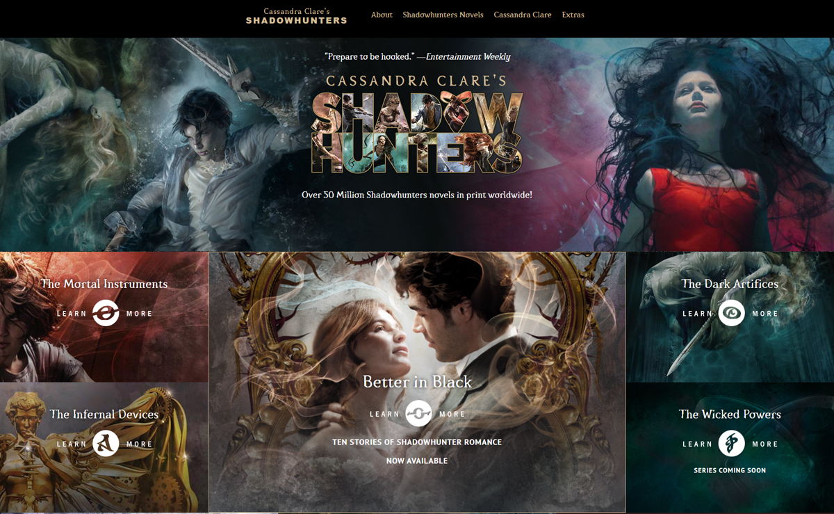Screenshot of Shadowhunters , from the book websites collection.