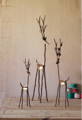 set of 3 iron reindeer tea lights