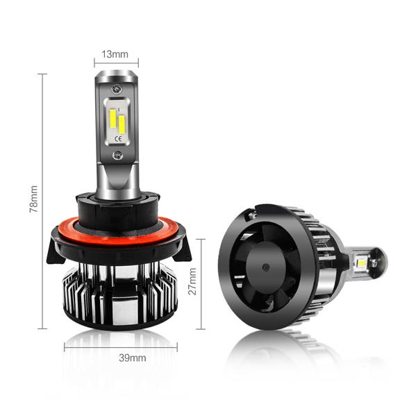 Alla TS-CR 9008 H13 LED Forward lighting Bulbs White Dimension Size