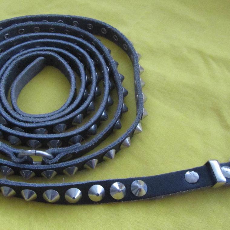 Punk style vintage studded slim leather belt